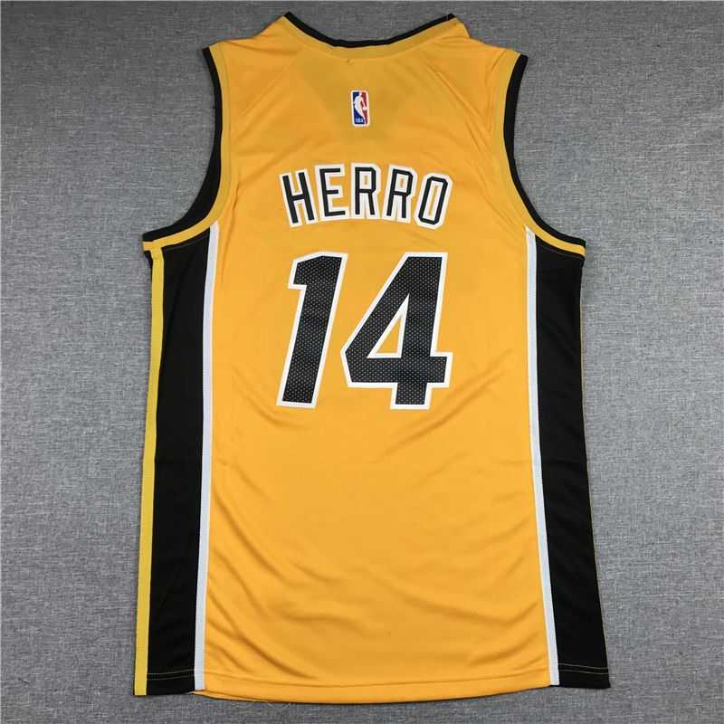 Men Miami Heat 14 Herro Yellow 2021 Nike Playoff bonus NBA Jersey
